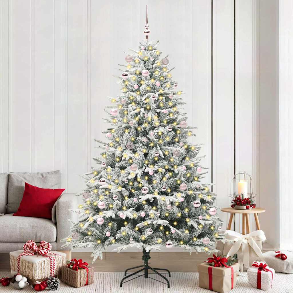 Künstlicher vorbeleuchteter Weihnachtsbaum mit Kugelset Grün