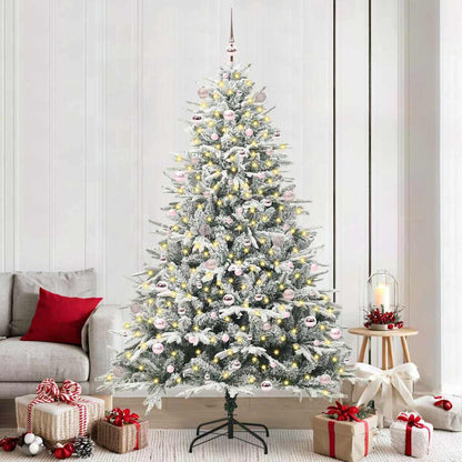 Künstlicher vorbeleuchteter Weihnachtsbaum mit Kugelset Grün