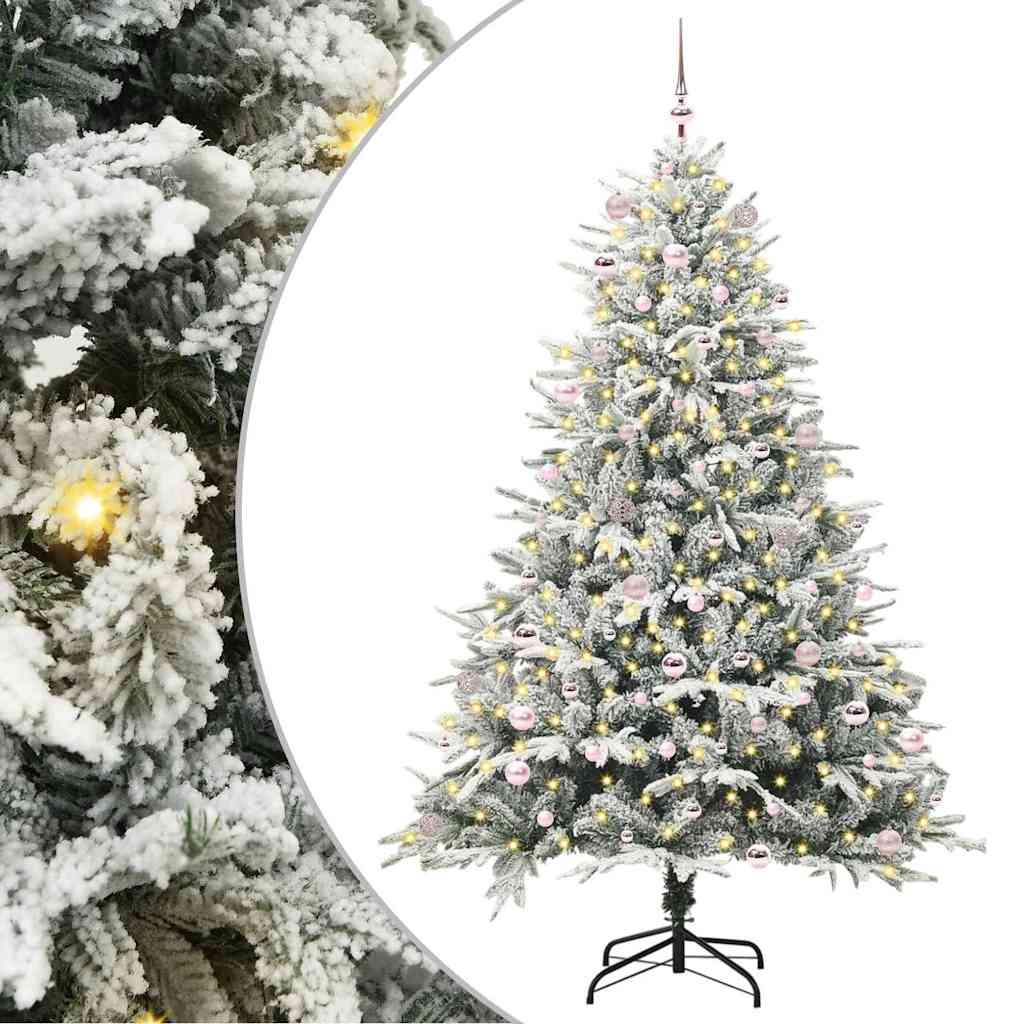 Künstlicher vorbeleuchteter Weihnachtsbaum mit Kugelset Grün