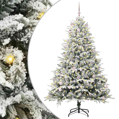 Künstlicher vorbeleuchteter Weihnachtsbaum mit Kugelset Grün