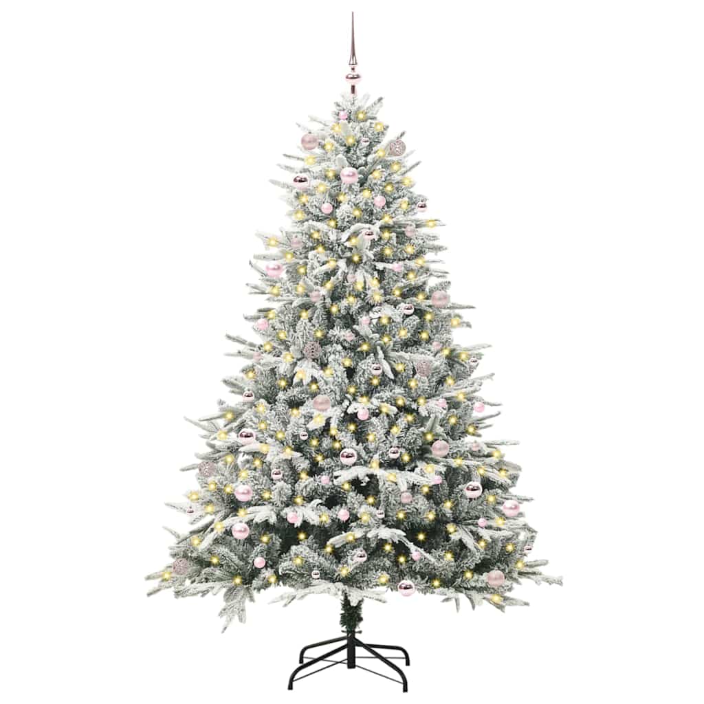 Künstlicher vorbeleuchteter Weihnachtsbaum mit Kugelset Grün