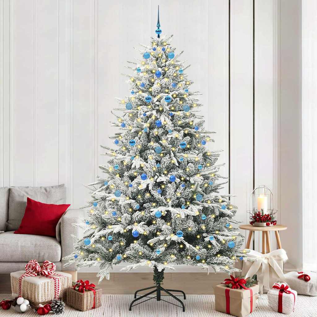 Künstlicher vorbeleuchteter Weihnachtsbaum mit Kugelset Grün