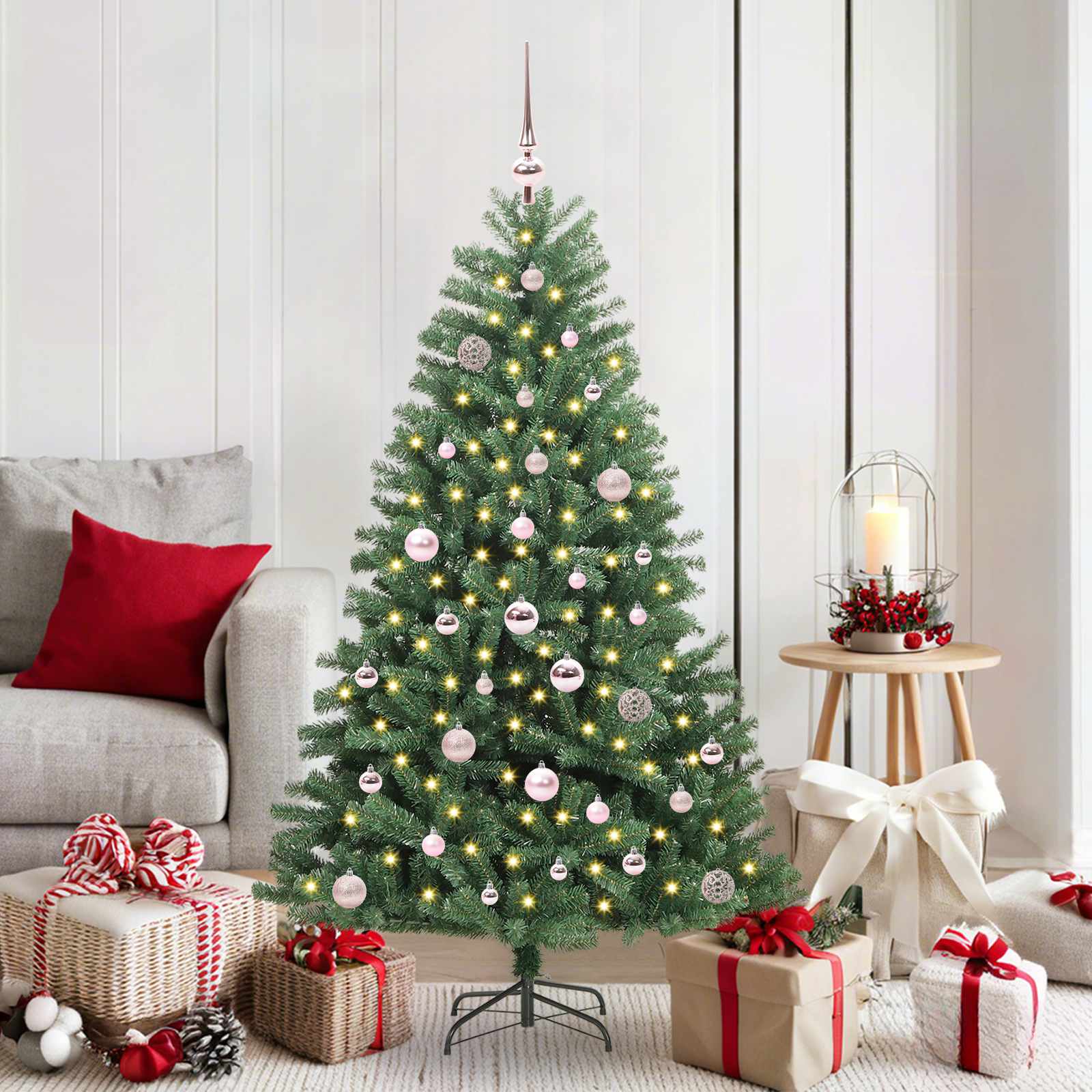 Künstlicher klappbarer Weihnachtsbaum mit 150 LEDs Grün 150 cm
