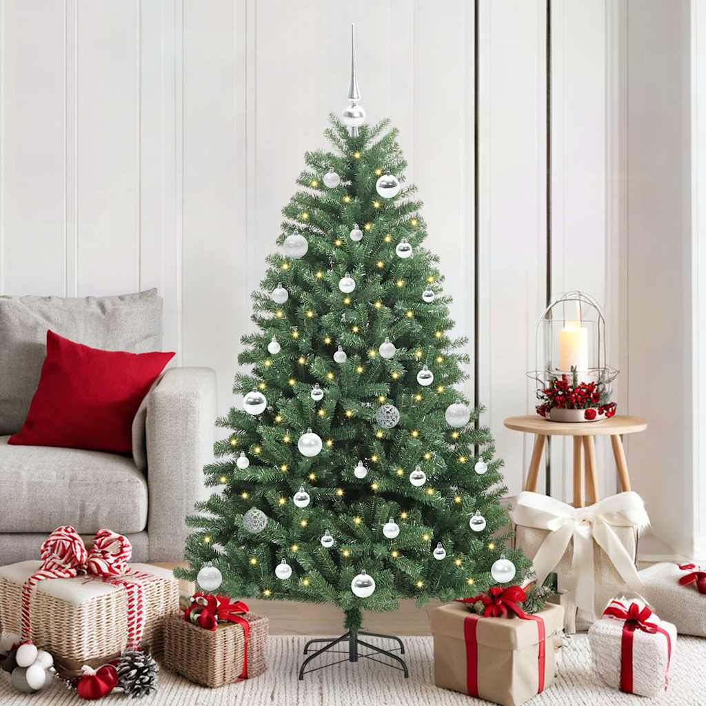 Künstlicher klappbarer Weihnachtsbaum mit 150 LEDs Grün 150 cm