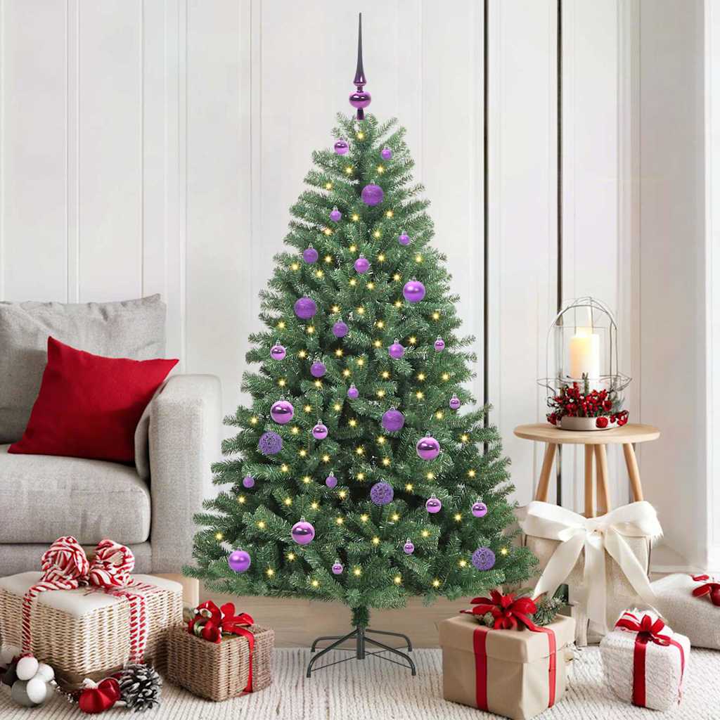 Künstlicher klappbarer Weihnachtsbaum mit 150 LEDs Grün 150 cm