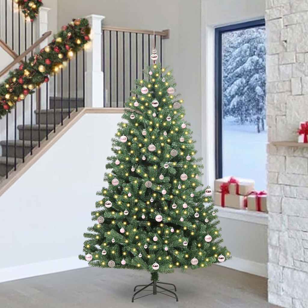 Künstlicher klappbarer Weihnachtsbaum mit 300 LEDs Grün 240 cm