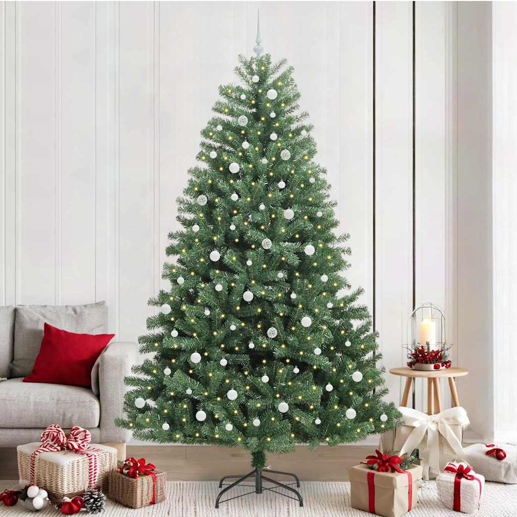Künstlicher klappbarer Weihnachtsbaum mit 300 LEDs Grün 240 cm