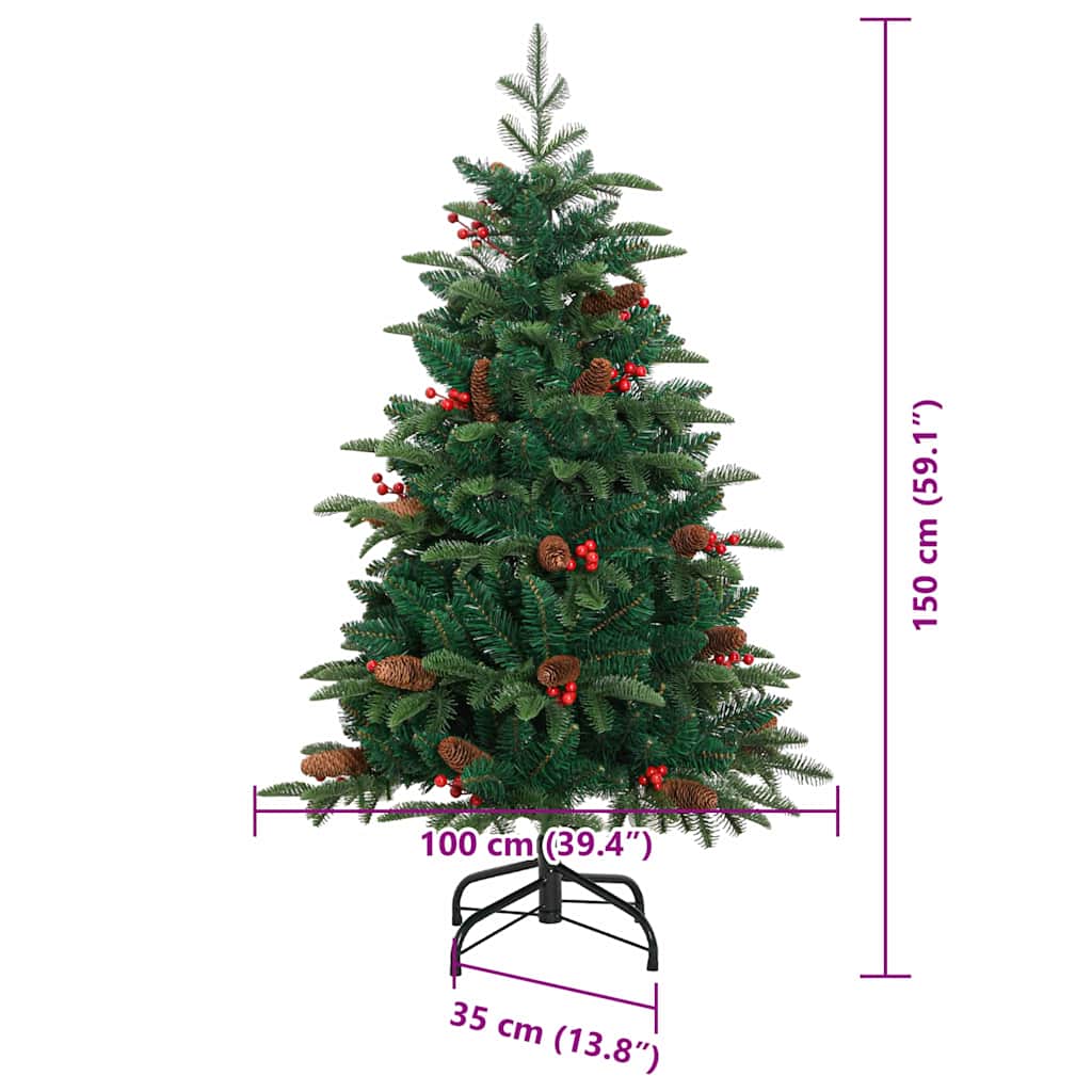 Künstlicher Weihnachtsbaum mit 150 LEDs mit Ständer Grün 150 cm