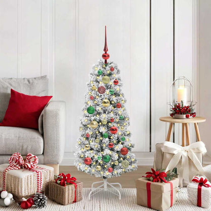 Künstlicher klappbarer Weihnachtsbaum Grün und Weiß 120 cm