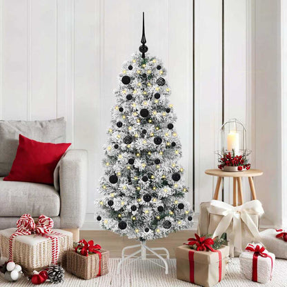 Künstlicher klappbarer Weihnachtsbaum Grün und Weiß 150 cm