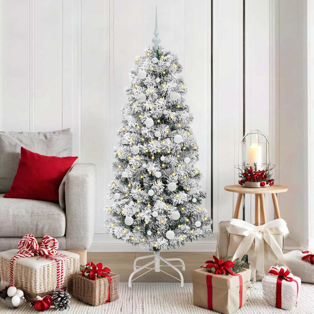 Künstlicher klappbarer Weihnachtsbaum Grün und Weiß 150 cm
