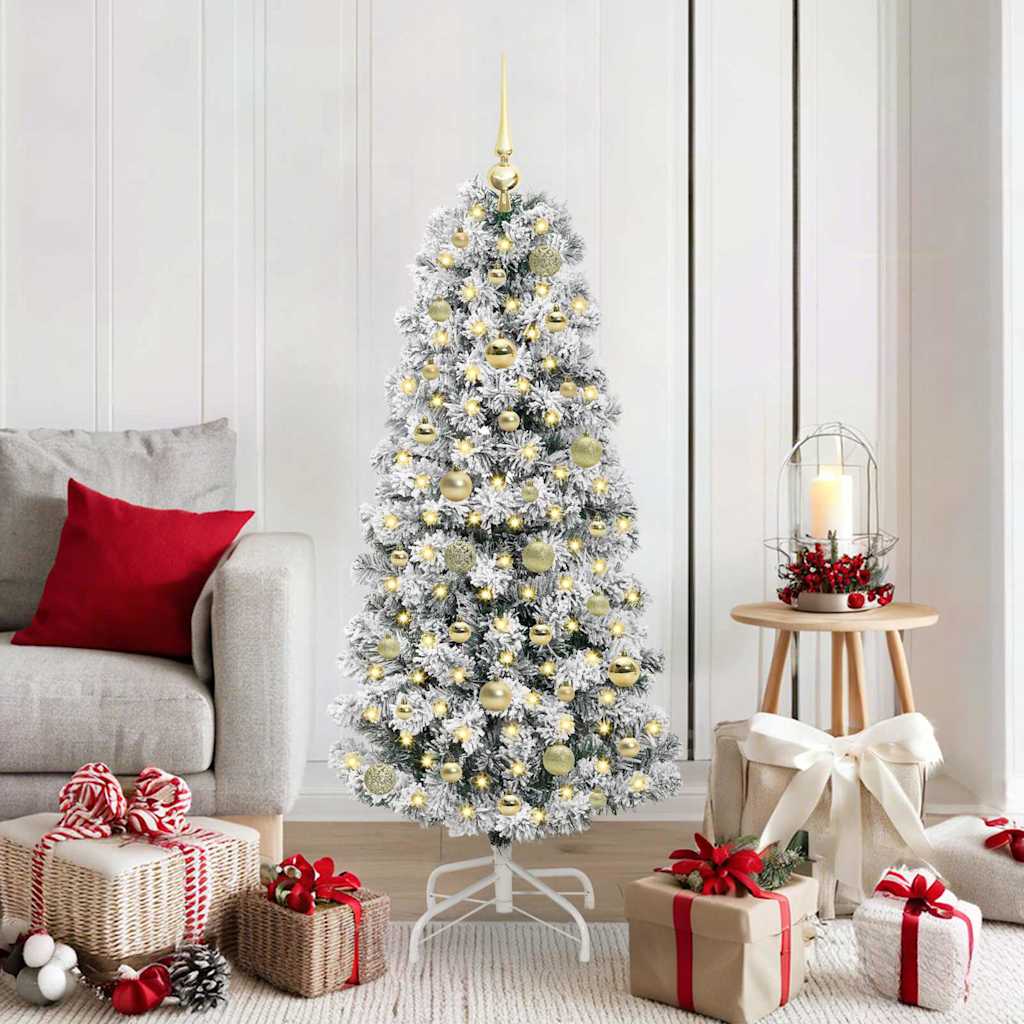 Künstlicher klappbarer Weihnachtsbaum Grün und Weiß 150 cm