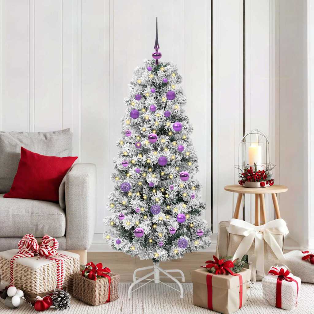 Künstlicher klappbarer Weihnachtsbaum Grün und Weiß 150 cm