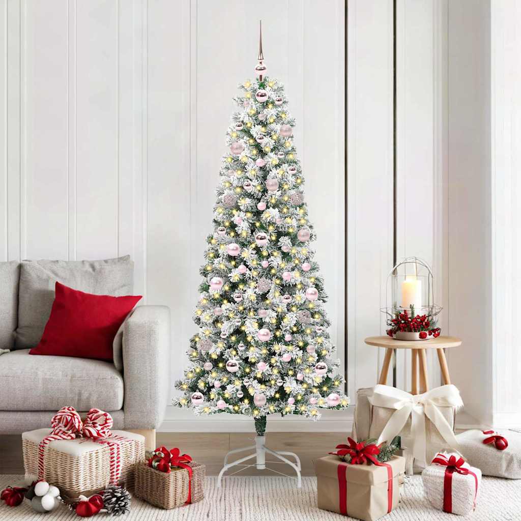 Künstlicher klappbarer Weihnachtsbaum Grün und Weiß 180 cm