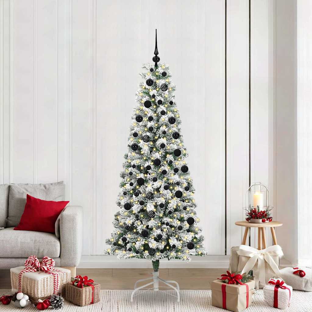 Künstlicher klappbarer Weihnachtsbaum Grün und Weiß 210 cm