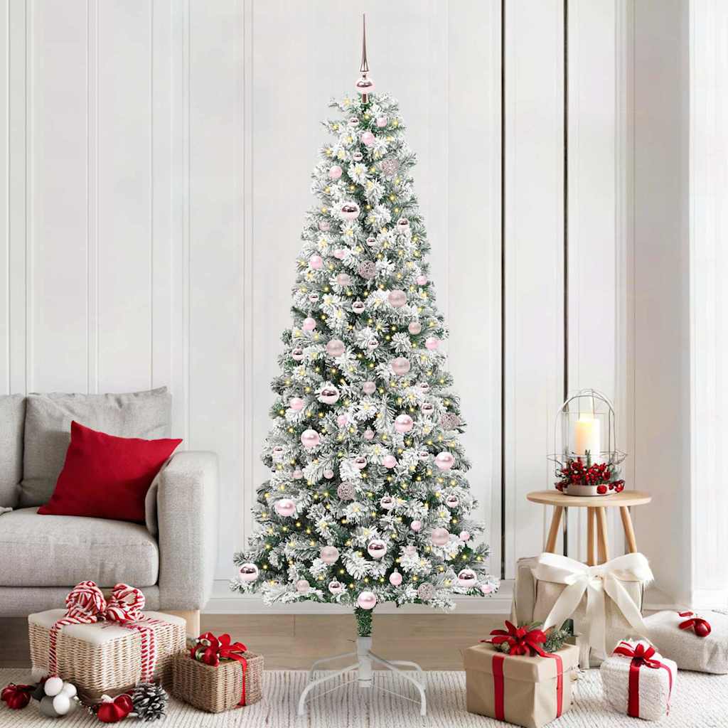Künstlicher klappbarer Weihnachtsbaum Grün und Weiß 210 cm
