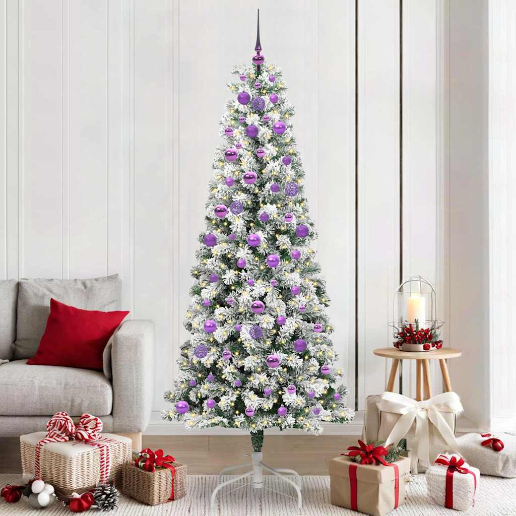 Künstlicher klappbarer Weihnachtsbaum Grün und Weiß 210 cm