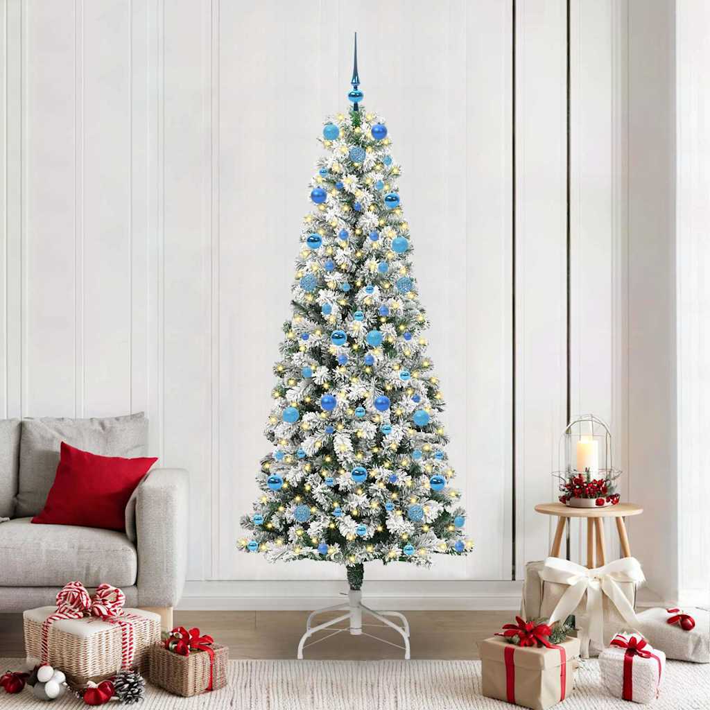 Künstlicher klappbarer Weihnachtsbaum Grün und Weiß 210 cm