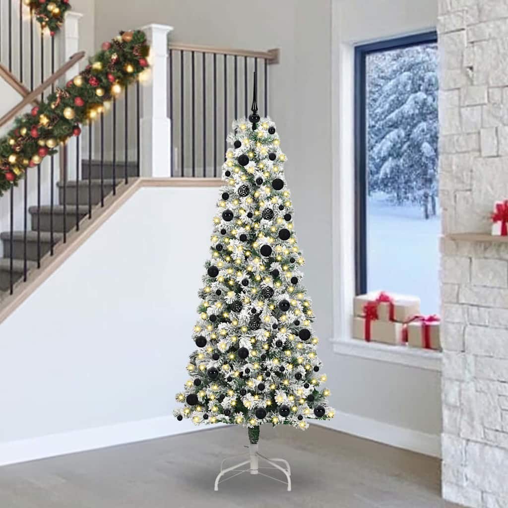Künstlicher klappbarer Weihnachtsbaum Grün und Weiß 240 cm