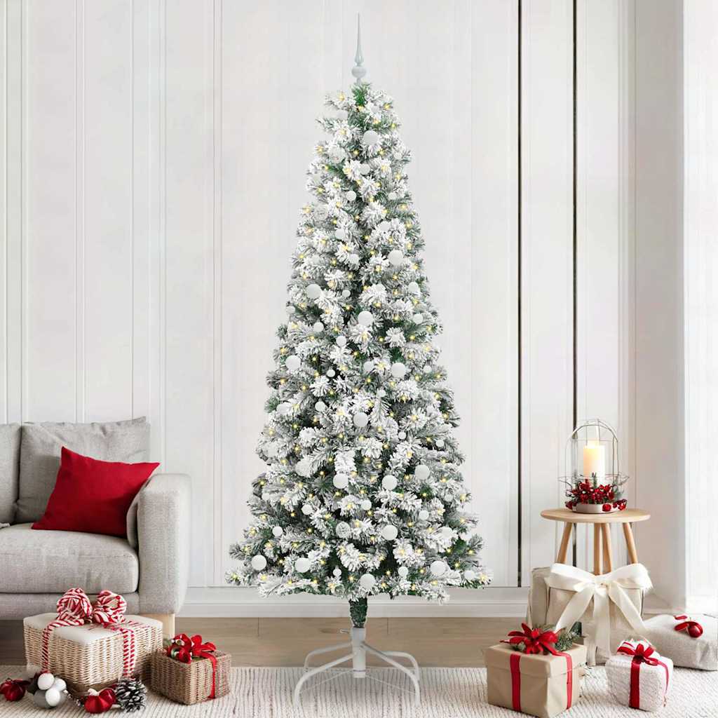 Künstlicher klappbarer Weihnachtsbaum Grün und Weiß 240 cm