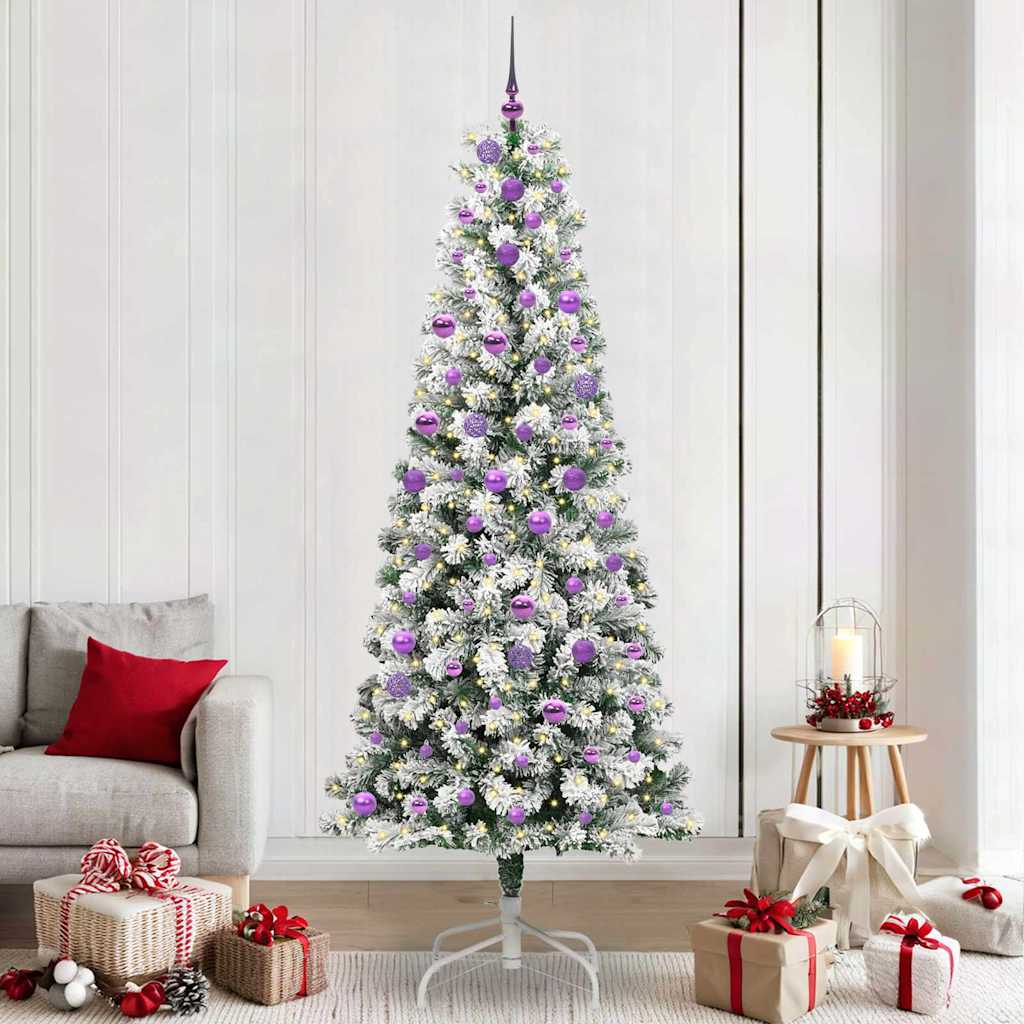 Künstlicher klappbarer Weihnachtsbaum Grün und Weiß 240 cm