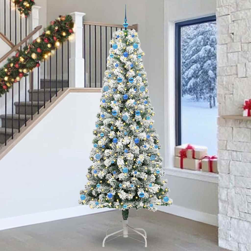 Künstlicher klappbarer Weihnachtsbaum Grün und Weiß 240 cm