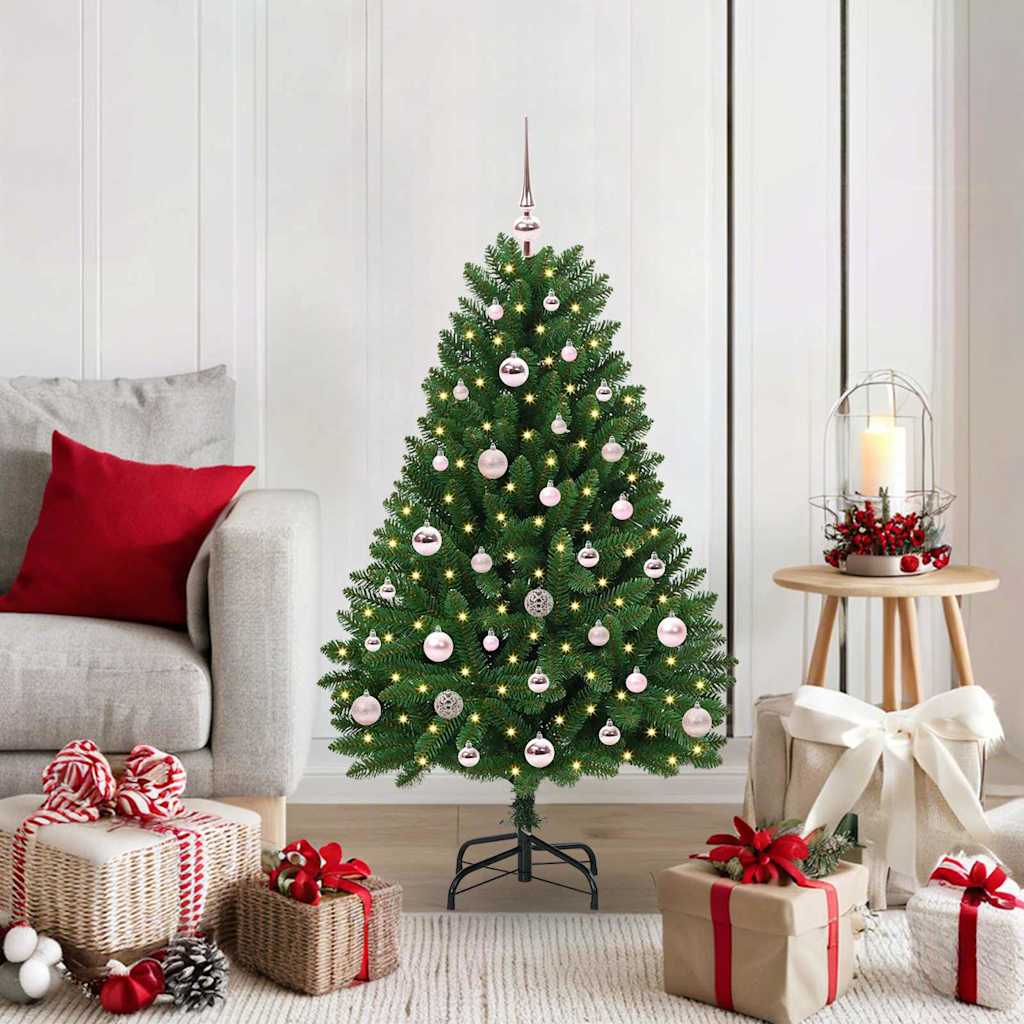 Künstlicher Weihnachtsbaum mit Baumspitze und Kugeln 120 cm