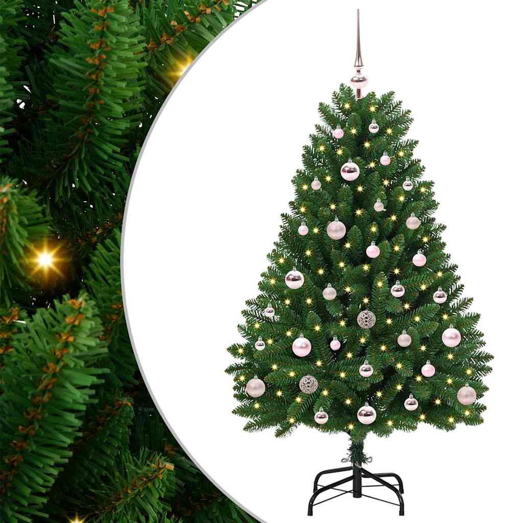 Künstlicher Weihnachtsbaum mit Baumspitze und Kugeln 120 cm