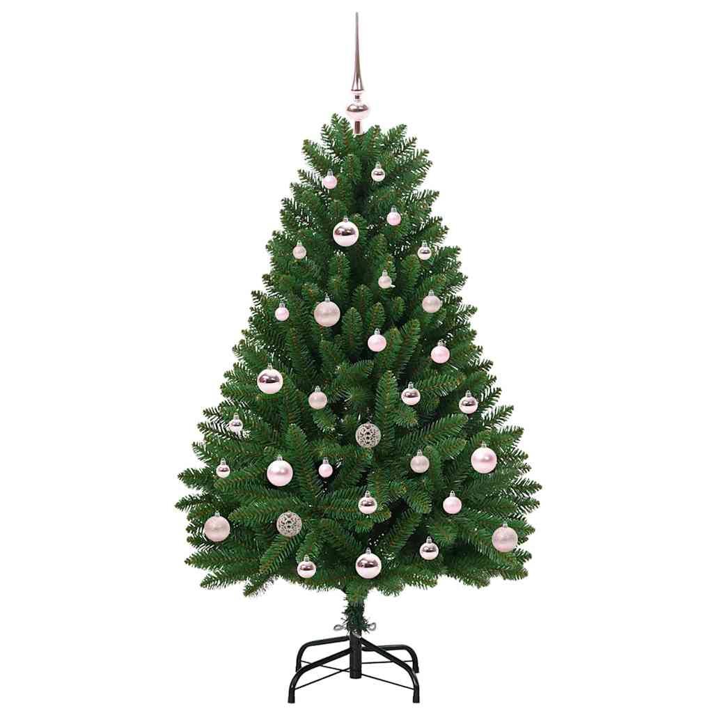Künstlicher Weihnachtsbaum mit Baumspitze und Kugeln 120 cm