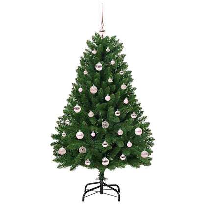 Künstlicher Weihnachtsbaum mit Baumspitze und Kugeln 120 cm
