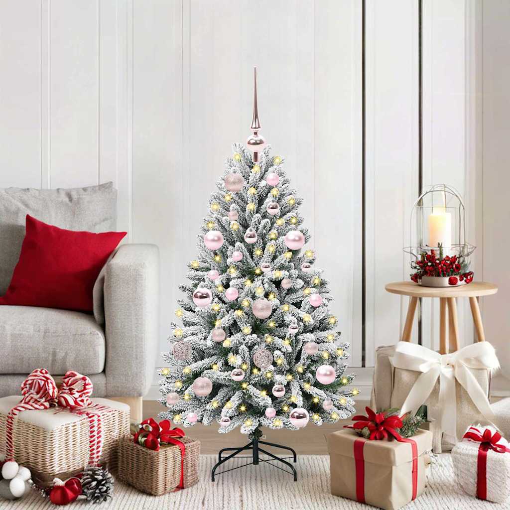 Künstlicher Weihnachtsbaum Grün und Weiß 120 cm PVC und Metall
