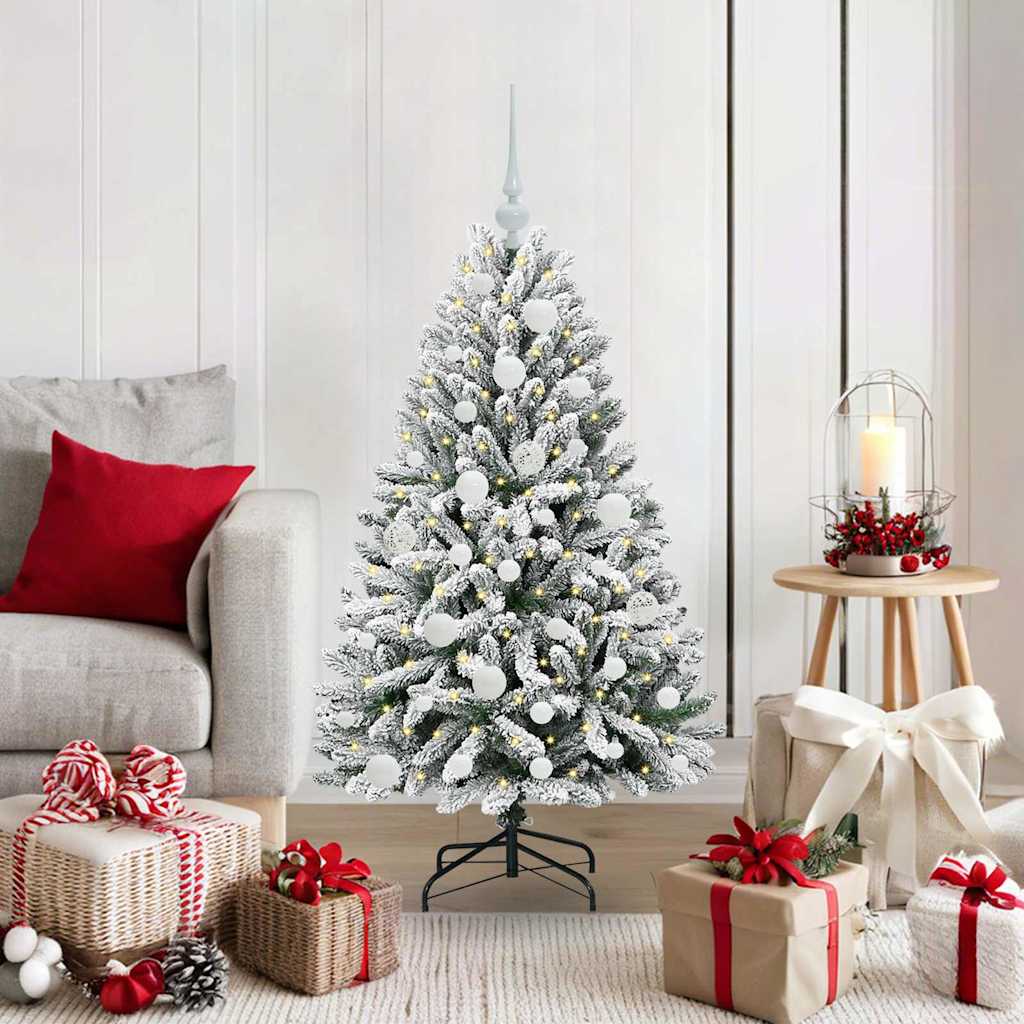 Künstlicher Weihnachtsbaum Grün und Weiß 120 cm PVC und Metall