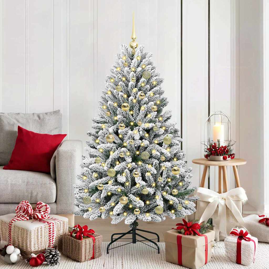 Künstlicher Weihnachtsbaum Grün und Weiß 150 cm PVC und Metall