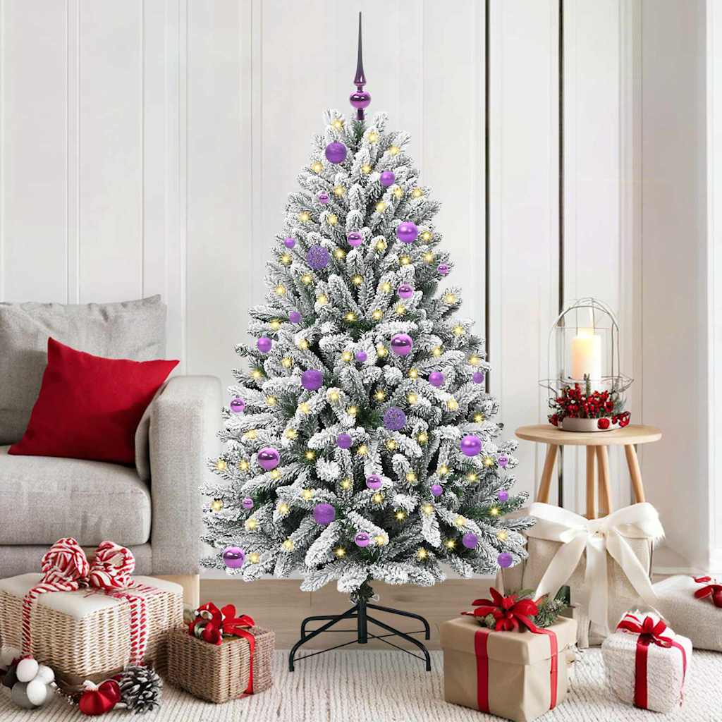 Künstlicher Weihnachtsbaum Grün und Weiß 150 cm PVC und Metall