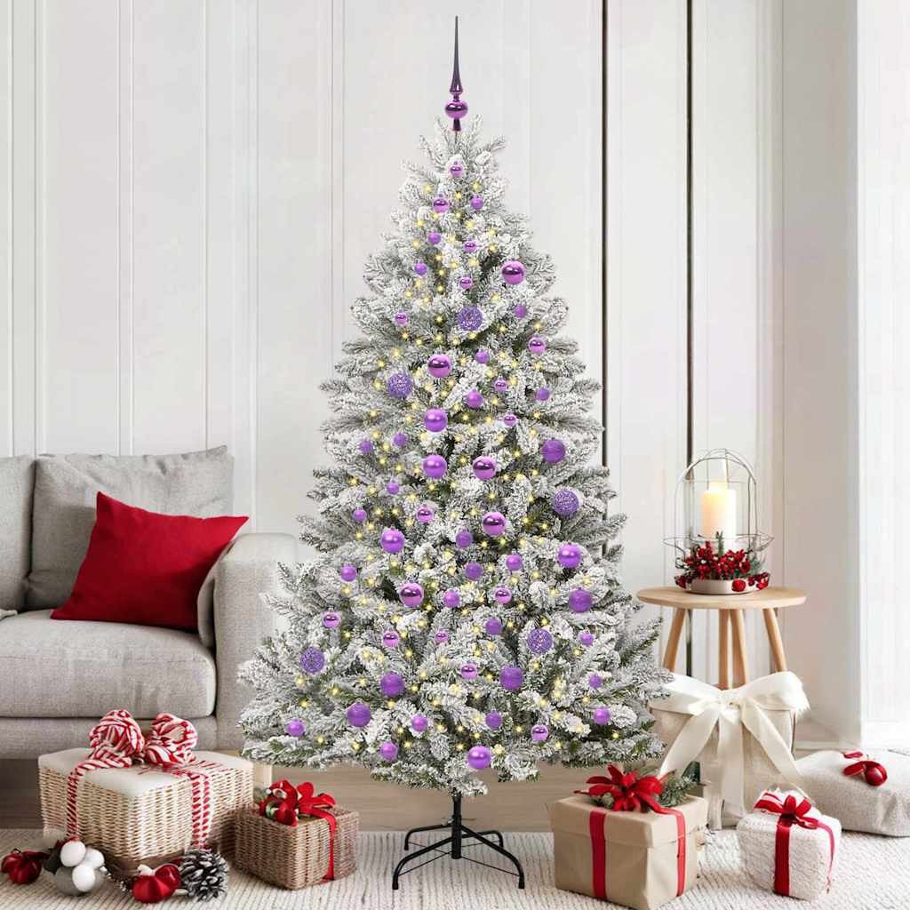 Künstlicher Weihnachtsbaum Grün und Weiß 180 cm PVC und Metall