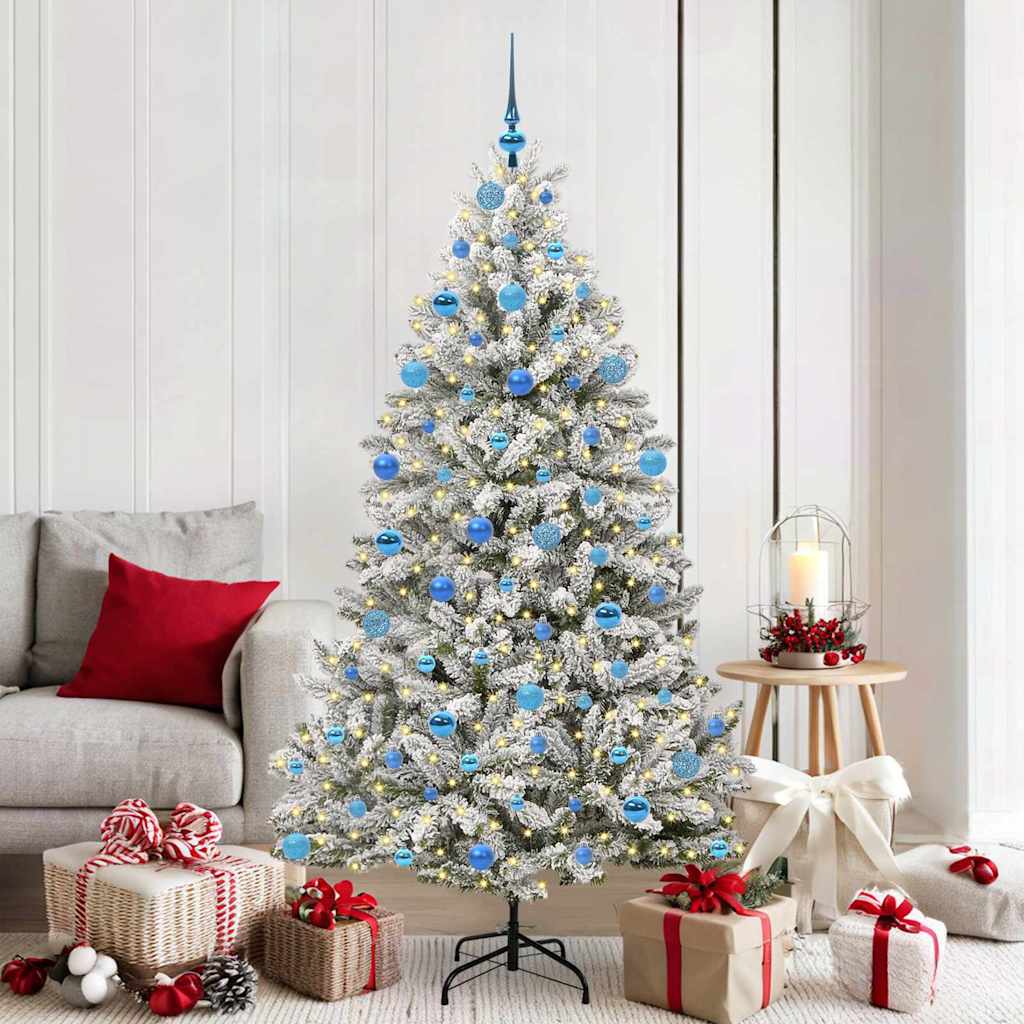 Künstlicher Weihnachtsbaum Grün und Weiß 180 cm PVC und Metall