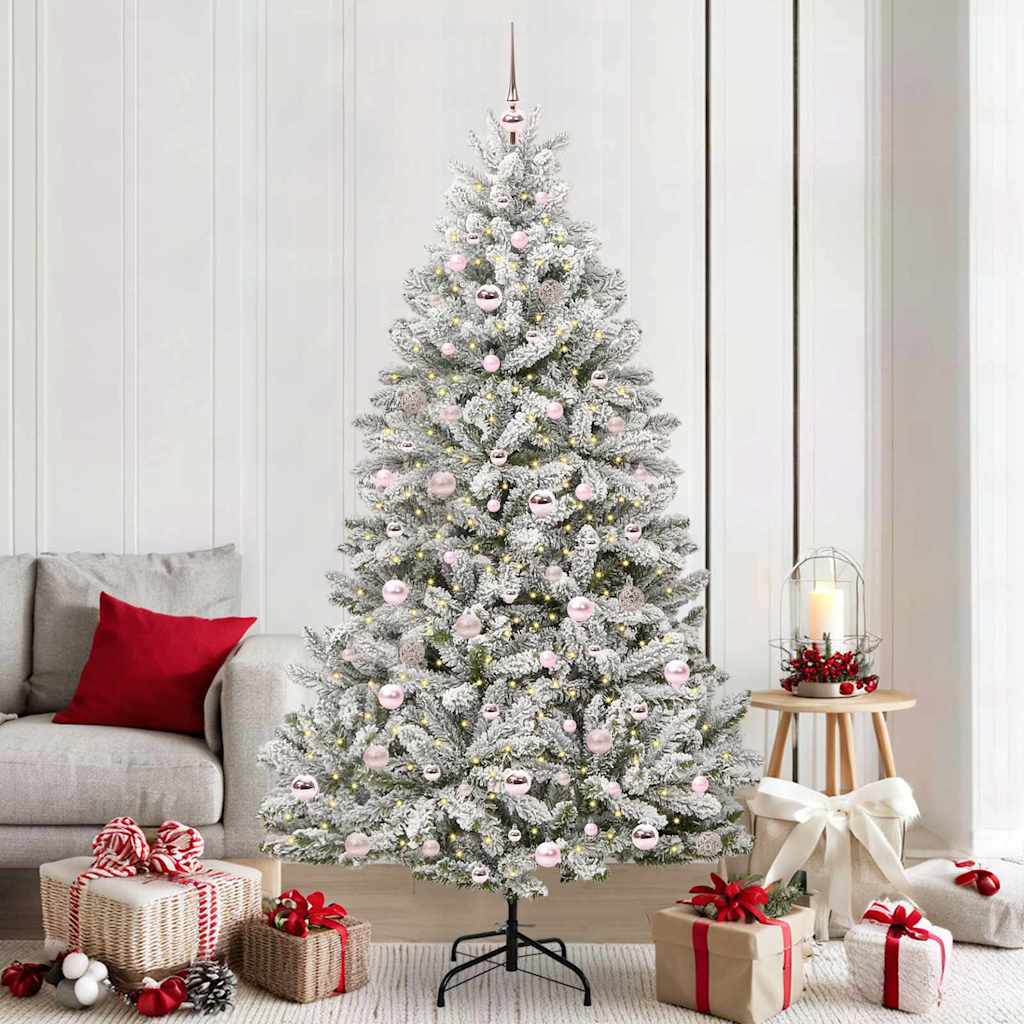 Künstlicher Weihnachtsbaum Grün und Weiß 210 cm PVC und Metall