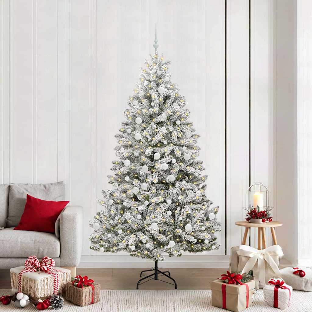 Künstlicher Weihnachtsbaum Grün und Weiß 210 cm PVC und Metall
