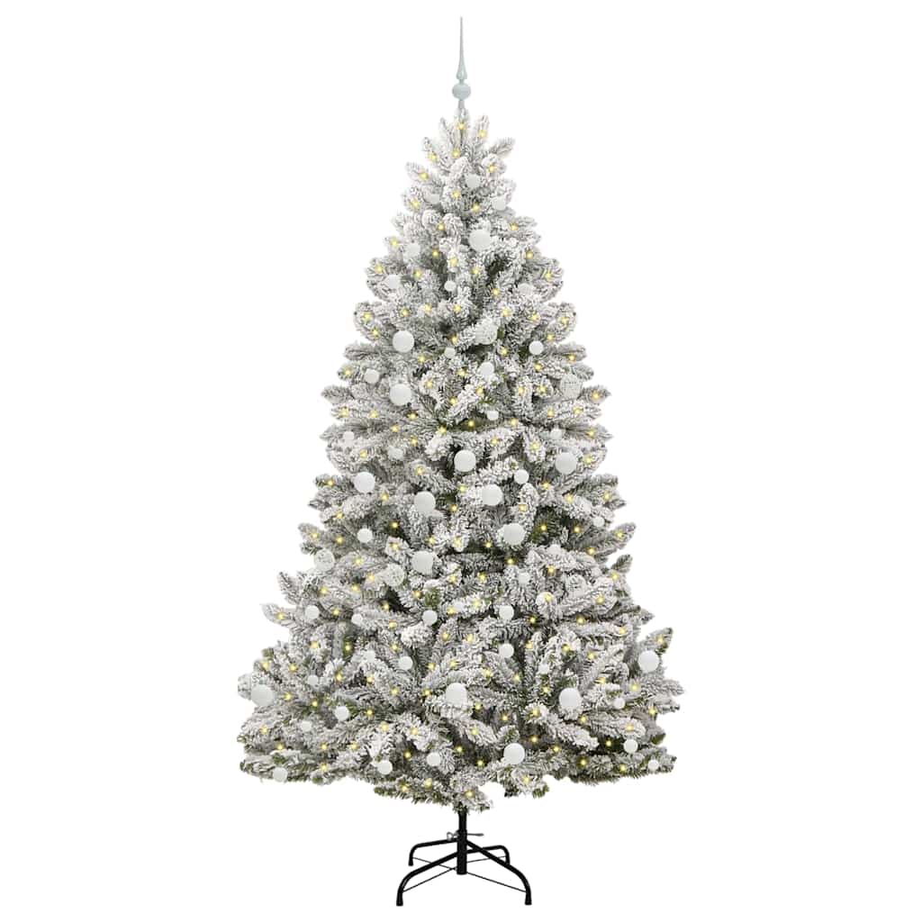Künstlicher Weihnachtsbaum Grün und Weiß 210 cm PVC und Metall
