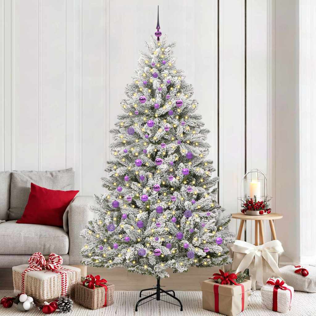 Künstlicher Weihnachtsbaum Grün und Weiß 210 cm PVC und Metall