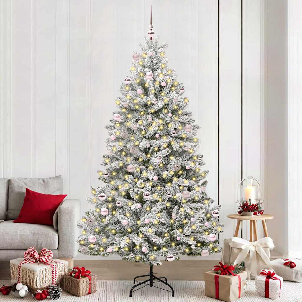 Künstlicher Weihnachtsbaum Grün und Weiß 240 cm PVC und Metall