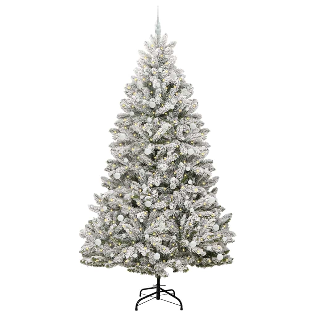 Künstlicher Weihnachtsbaum Grün und Weiß 240 cm PVC und Metall