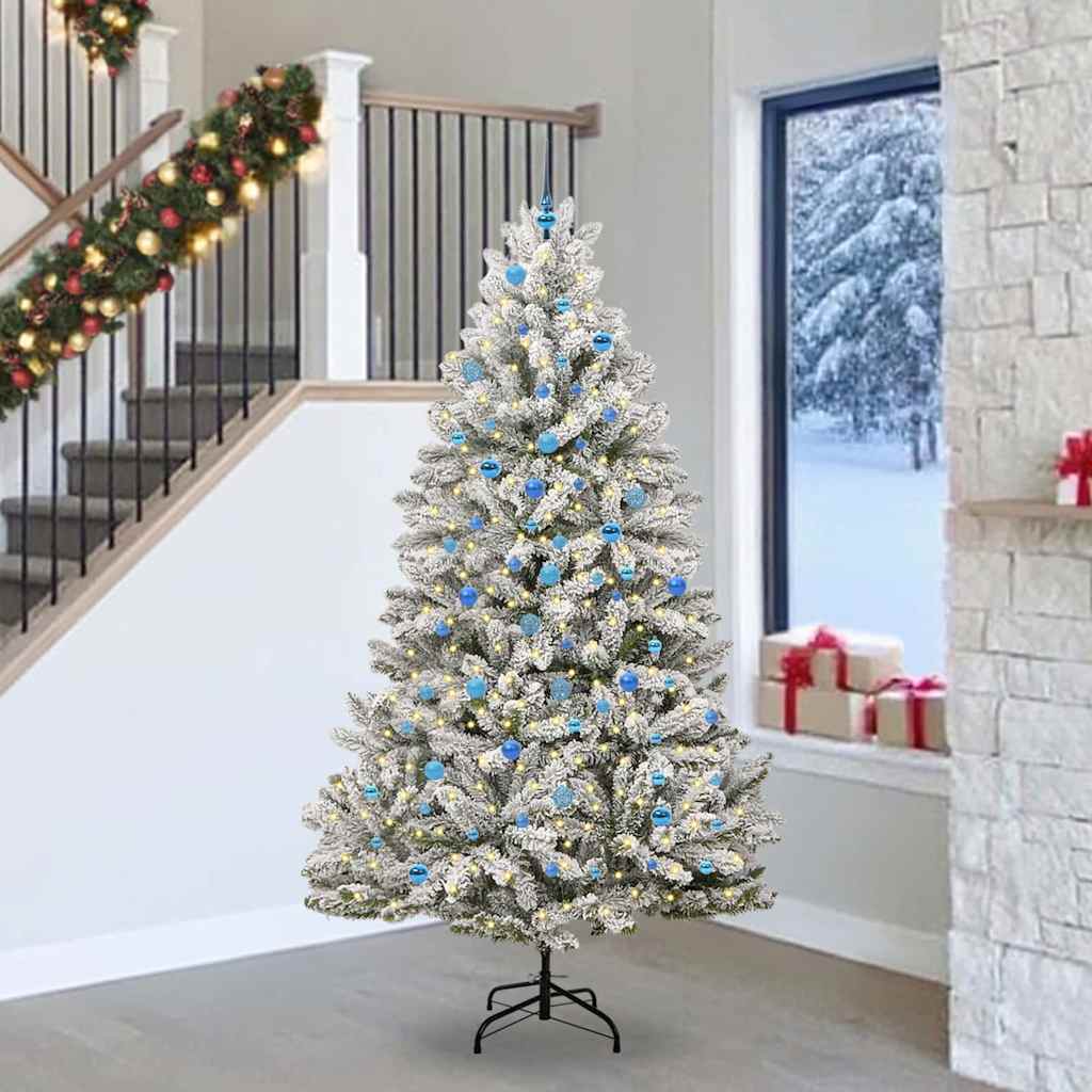 Künstlicher Weihnachtsbaum Grün und Weiß 240 cm PVC und Metall