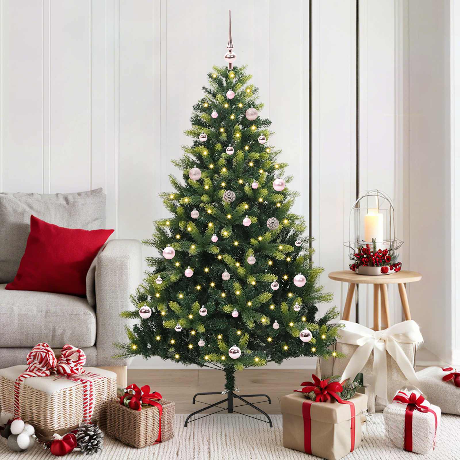 Künstlicher geflammter Weihnachtsbaum 150 LEDs Grün 150 cm