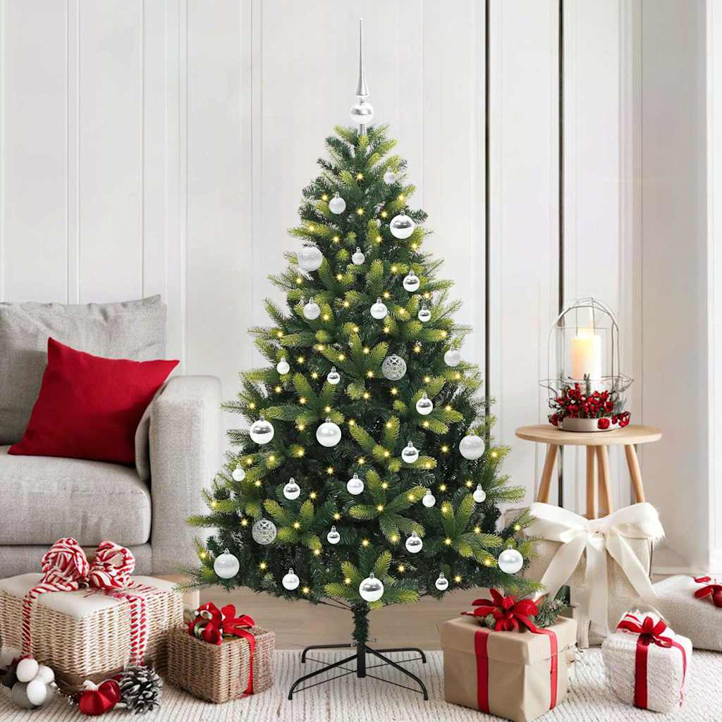 Künstlicher geflammter Weihnachtsbaum 150 LEDs Grün 150 cm