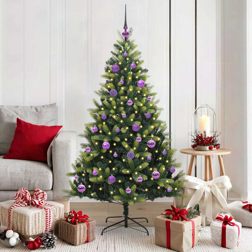 Künstlicher geflammter Weihnachtsbaum 150 LEDs Grün 150 cm