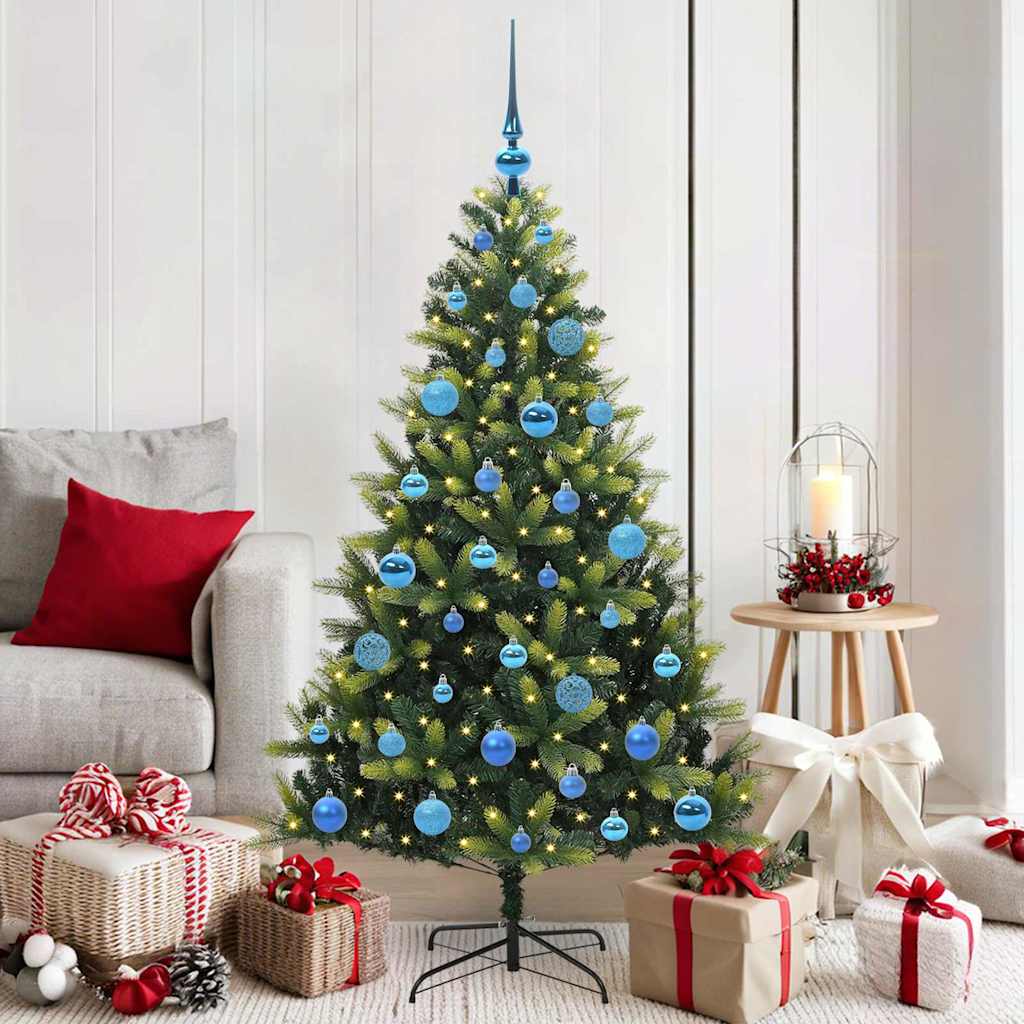 Künstlicher geflammter Weihnachtsbaum 150 LEDs Grün 150 cm