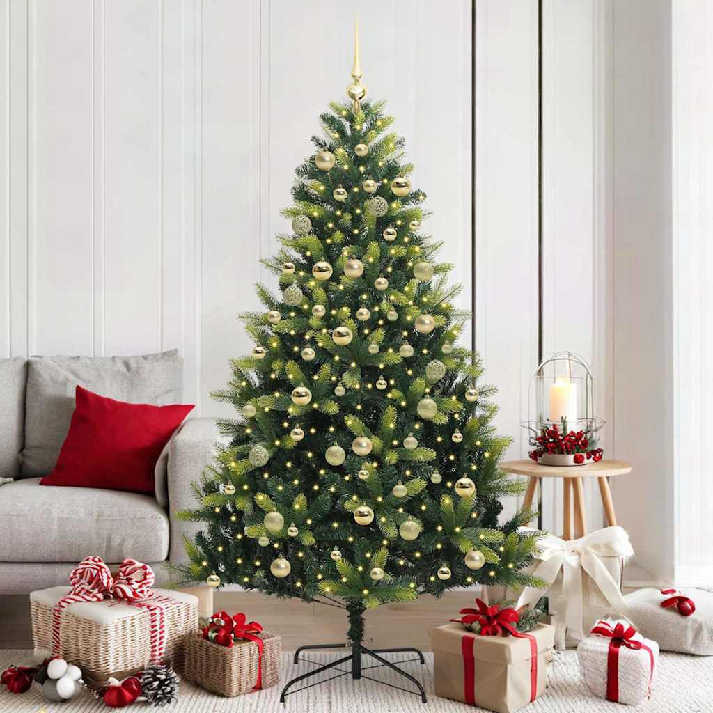 Künstlicher Klapp-Weihnachtsbaum mit 300 LEDs Grün 180 cm