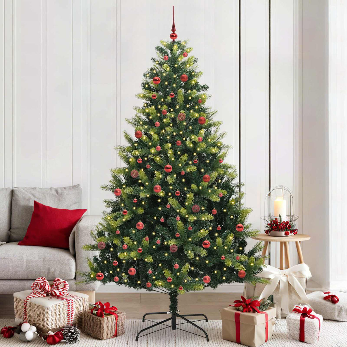 Künstlicher Klapp-Weihnachtsbaum mit 300 LEDs Grün 210 cm
