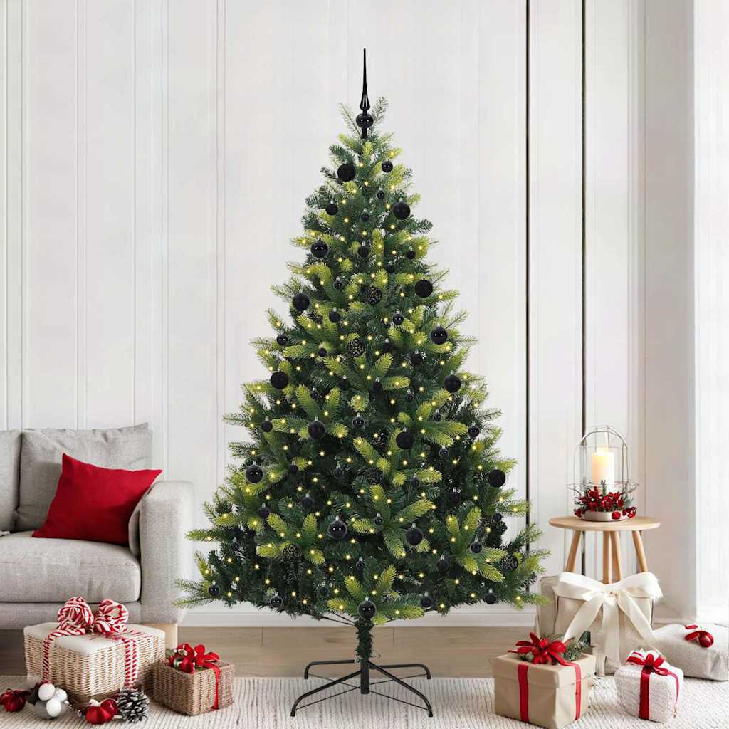 Künstlicher Klapp-Weihnachtsbaum mit 300 LEDs Grün 210 cm